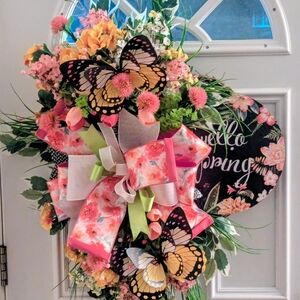 Floral Butterfly Spring Wreath